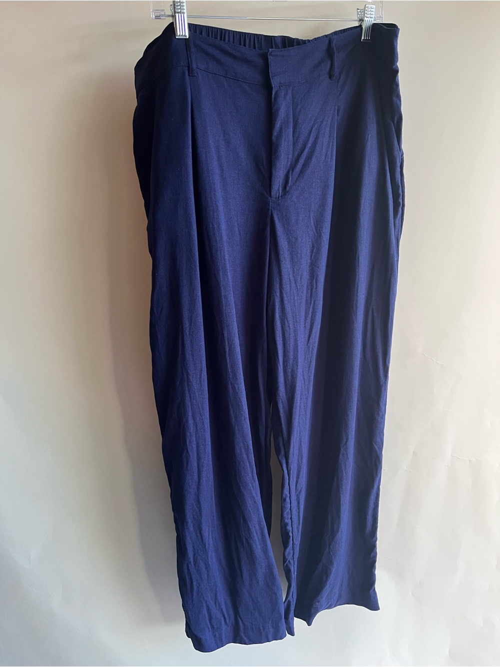 A New Day Linen Blend Pants Navy Blue Sz 16 Regular Rayon EUC Women’s